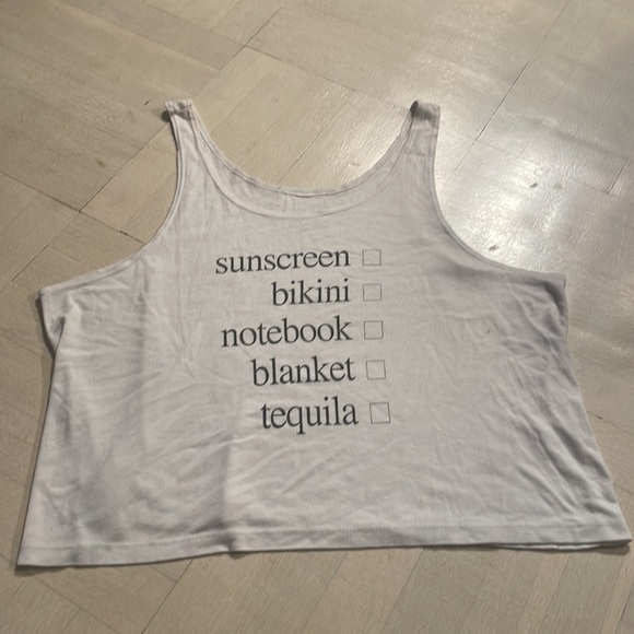 WILDFOX Weekend Trip Indiana Checklist Tank in White with Black Text - Picture 2 of 10